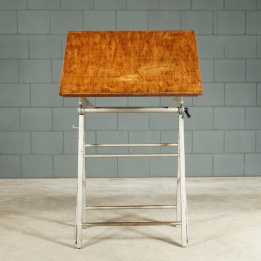 Table à dessin industrielle vintage / Table d'architecte – Années 1950 – decoratieve objecten, Metal (photo 2 of 18)