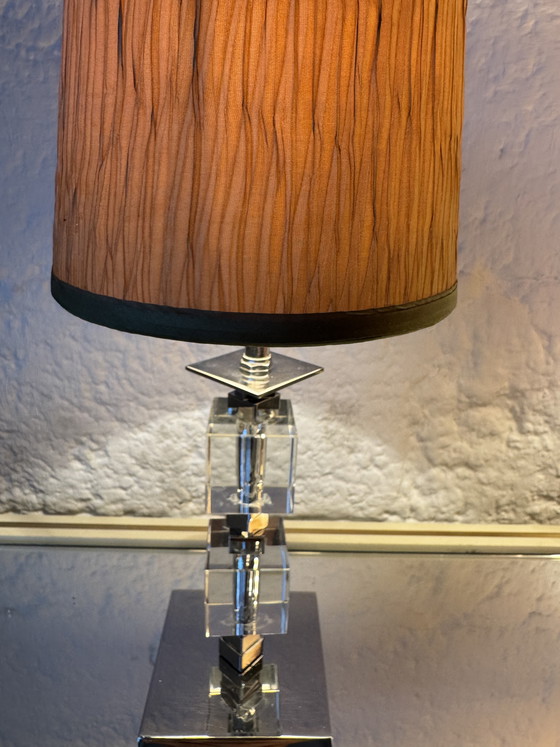 Image 1 of Art Deco lamp in chrome and crystal