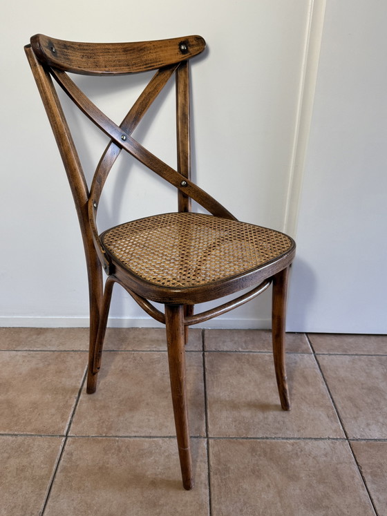 Klassieke Houten Kruisrug Stoel - Klassieke Houten Kruisrug Stoel – Eetkamerstoelen, Rattan, Wood (photo 12 of 15)