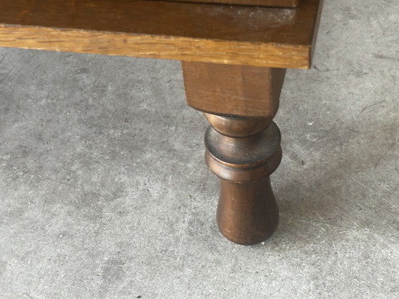 Vintage kaptafel met drieluikspiegel, jaren 50 – Coiffeuse Mid-Century, Ladekasten, Wood, Glass (photo 12 of 15)