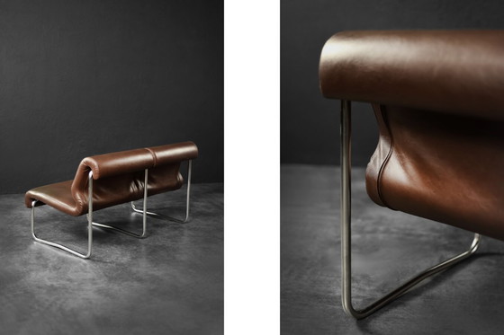 Image 1 of Divano da salotto a 2 posti con struttura in acciaio marrone, vintage metà secolo, Germania moderna, anni '70