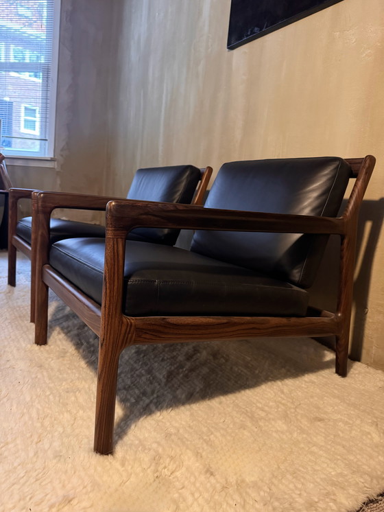 Image 1 of 2x Etnicraft Jack fauteuil zwart leer