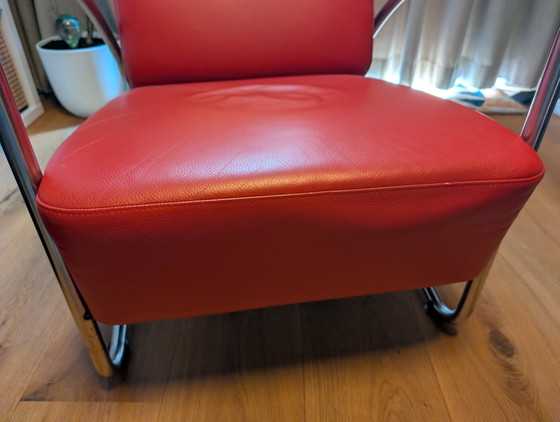 The Dutch Seating Company Dyker 20 Design Fauteuil – Rood Leer & Chroom – Leather (photo 8 of 9)
