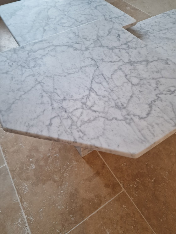 Image 1 of Italian marble coffee table, Carrara marble, nesting tables, vintage Italian design, 1970s coffee table, mid-century Vintage