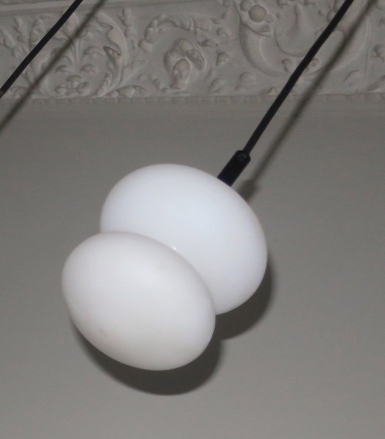 Image 1 of Mid-Century Set of 3 Organic Shaped Opal Glass Pendant Lights, 1960s