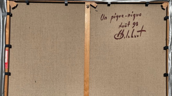 Image 1 of Dipinto di Camille Delahaut, 'Il pic-nic' Vintage