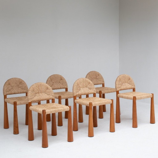 Set mit 6 Alessandro Becchi „Toscanolla“ Esszimmerstühlen für Giovannetti