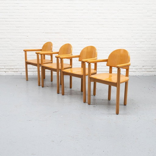 4er-Set Vintage-Esszimmerstühle aus Buche