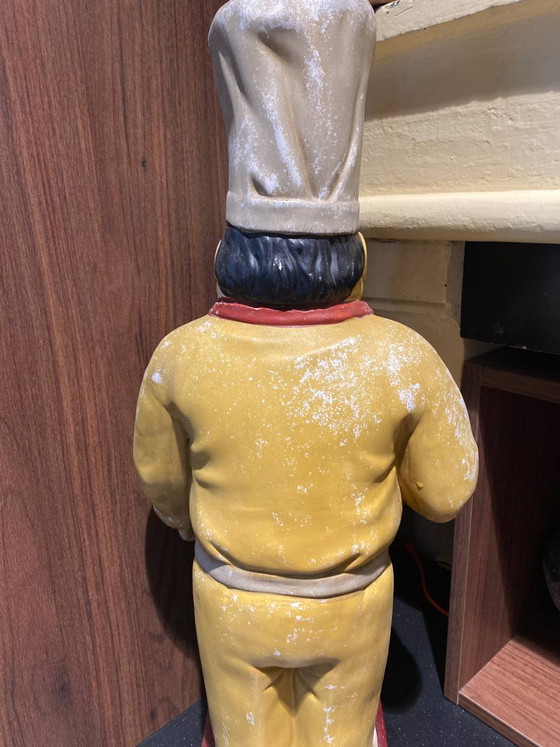 Impressive Polychrome Bisque Chef Statue – Tall Toque & Apron – Bistro Decor – Sculpture (photo 3 of 3)