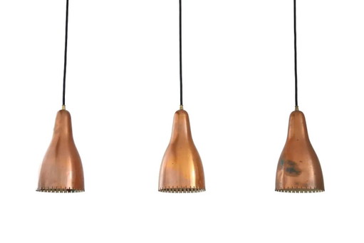 Set aus drei gebogenen Karlby-Pendelleuchten aus Kupfer für Lyfa – hanglampen, Copper, Mid Century Modern (photo 2 of 5)
