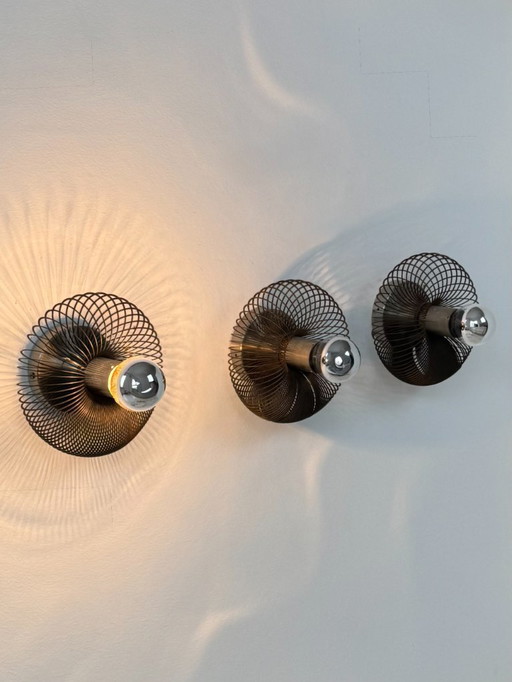 Set aus 3 Vintage-Wandleuchten aus Metall, Frankreich, 1970
