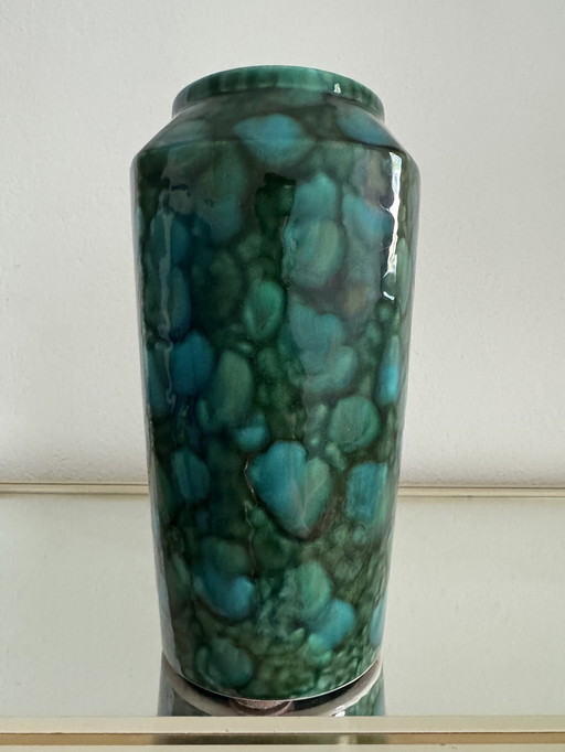 Große Vase Art Deco Keramik grün gesprenkelt