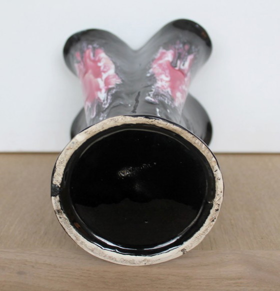 Vaso Vallauris 'Plissé', Nero & Pink Lava (Anni '50/'60) – Vasi, Ceramic (photo 7 of 9)