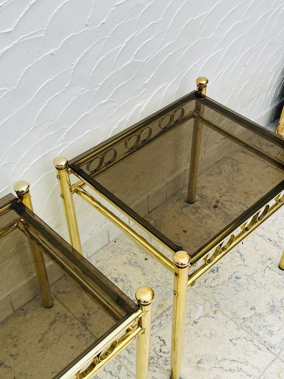 Pair of Belgo Chrome Side tables, Belgochrom, Brass, Gold (photo 11 of 14)