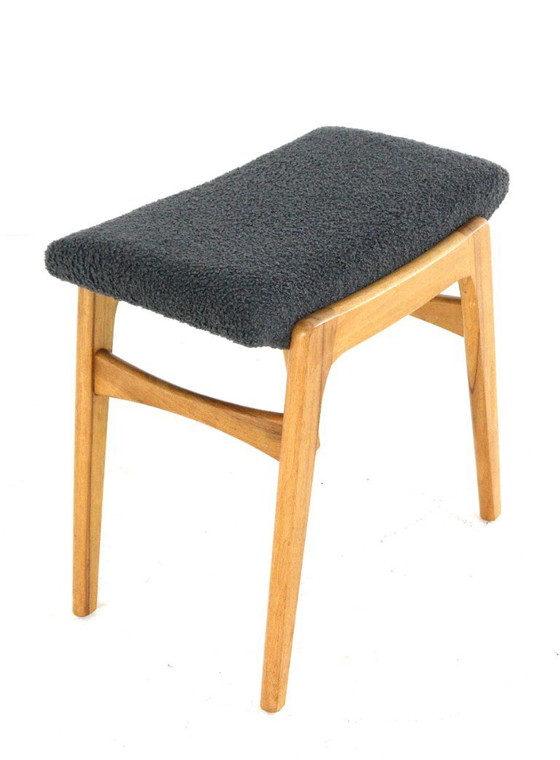 Image 1 of Vintage voetenbankje poef 'Bürgel' gestoffeerd