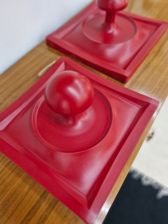 Image 1 of Vintage coat rack hooks red space age