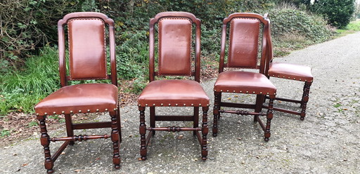 4 chaises de salle à manger anciennes Royal