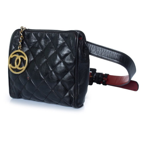 Chanel, Vintage-Gürteltasche aus gestepptem Leder aus den 1990er Jahren – riemtassen, Lambskin