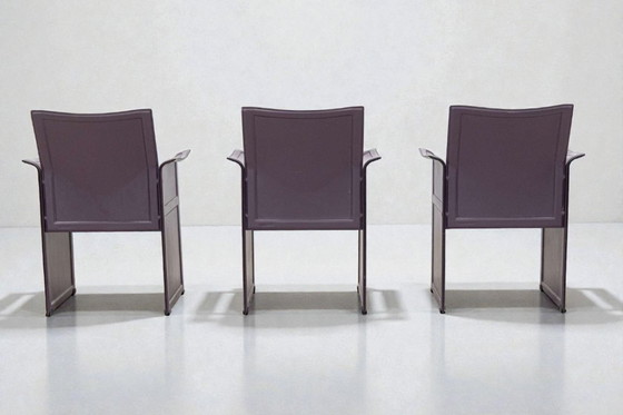 Image 1 of (3) Sedie "Korium" in pelle di Tito Agnoli per Matteo Grassi