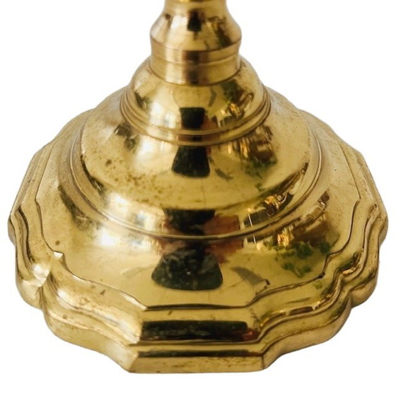 Image 1 of Vintage messing gouden kandelaar 1950's