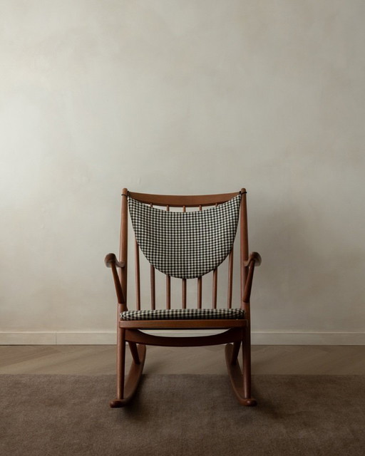 Vintage Deense teakhouten schommelstoel model 182 van Frank Reenskaug voor Bramin, jaren 1950.