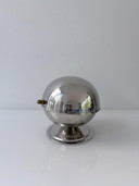 Vintage bolvormige RVS suikerpot met klapdeksel