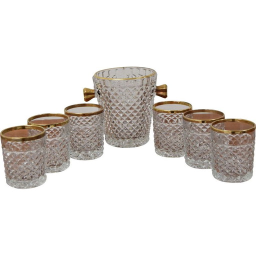 Set vintage glaswerk bargerei van Bohemia Crystal, jaren 1960