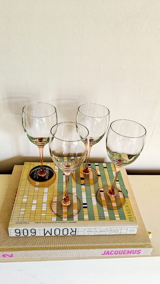 Image 1 of 12x vintage roze wijnglazen Luminarc France