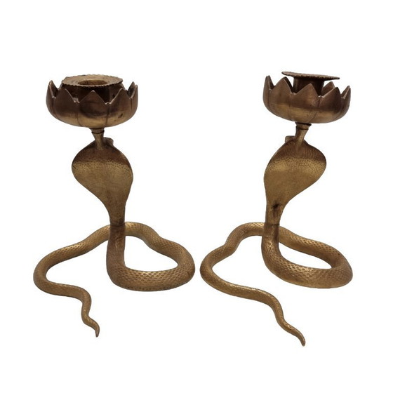 Image 1 of Candelieri cobra in ottone massiccio