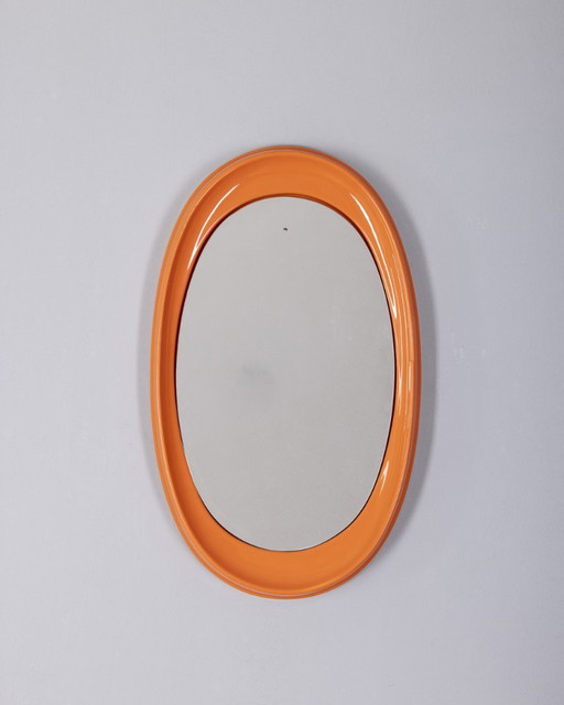 Vintage 70's orange plastic vintage wall mirror Italian design