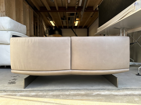 Image 1 of Minotti Dylan Petit canapé – cuir taupe – 160 cm – topconditie