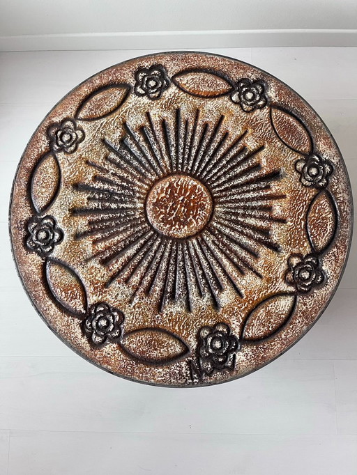 Round ceramic coffee table attributed to François Chaty