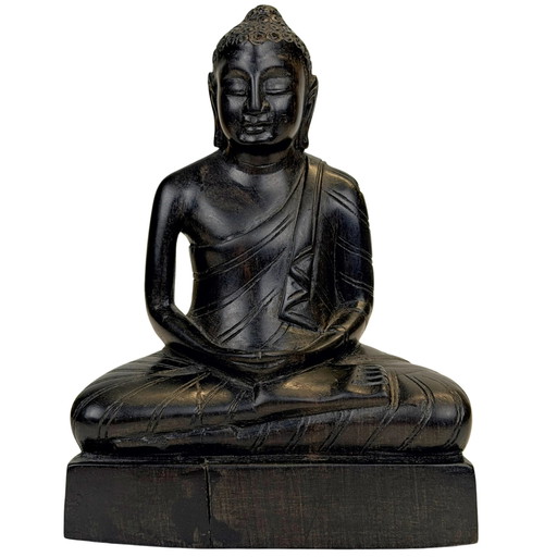 Buda de madera de Sri Lanka en Dhyana Mudra – Mediados del siglo XX – Lote 757