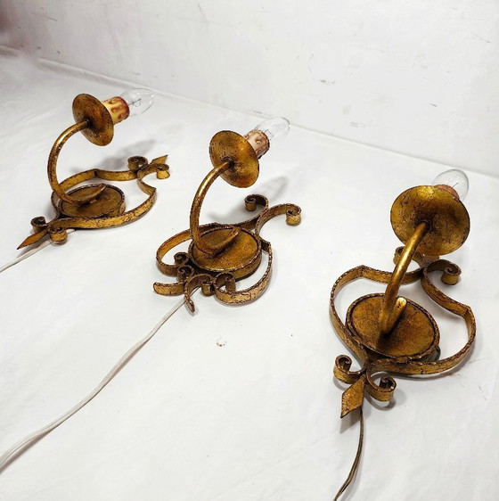 Image 1 of Apliques de hierro forjado y pan de oro. España, años 60.