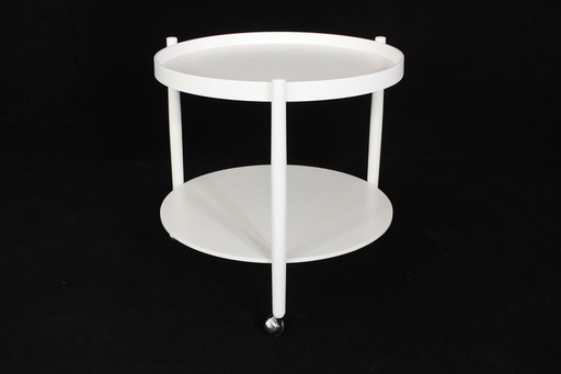 Like new! Mid-century Hans Bolling serving trolley, white vintage tea trolley, table with removable tray