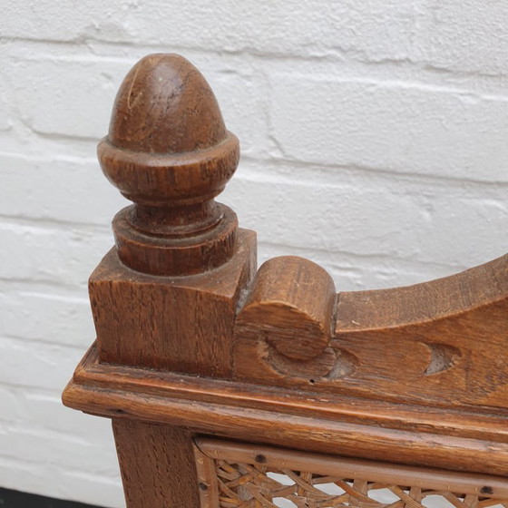 Image 1 of 6 Old Antique Chairs in Oak with Woven Cane Seat and Backrest. In Good Condition. To be picked up.