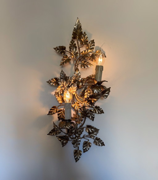 Florentine wall sconce with foliage design, 1960s