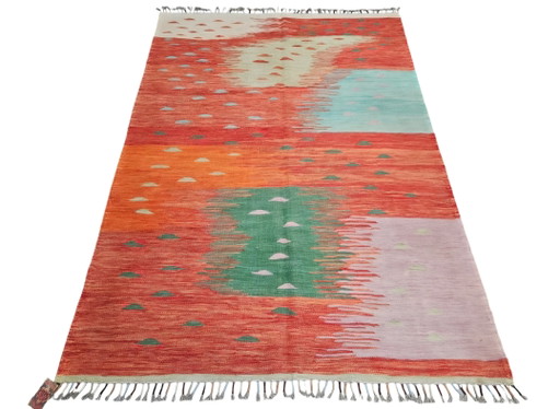 Hand-knotted Oriental wool Modern Abstract Kelim rug New 147x214cm