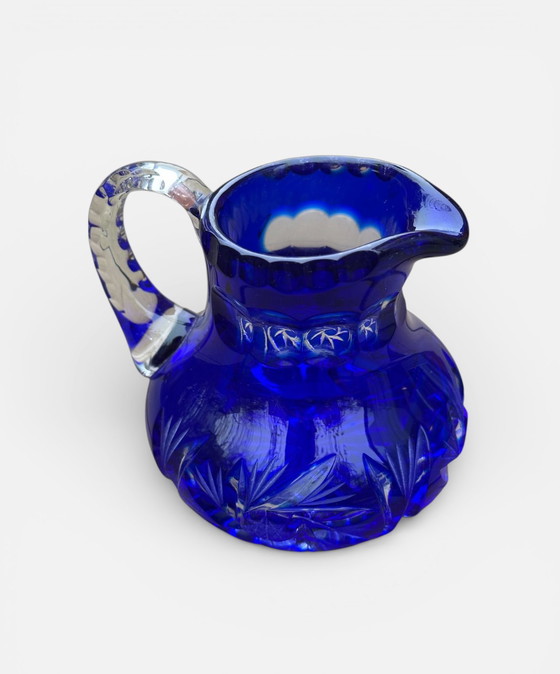 Image 1 of vintage Violetta kobaltblauwe geslepen kristallen kan lood kristal jaren 80