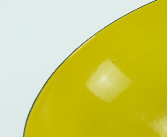 Image 1 of vintage danish modern krenit bowl herbert krenchel yellow enamel torben orskov 1950s