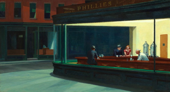 Image 1 of Edward Hopper----Nighthawks (on canvas)