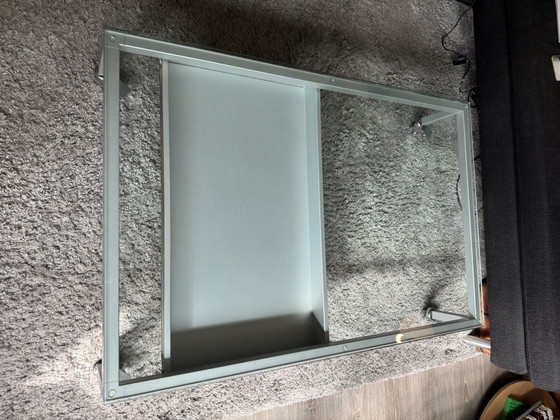 Design salontafel op wielen met lade – Desalto, Glass, Metal (photo 3 of 15)
