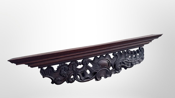 Image 1 of Estantería de pared de madera grande unidad de pared de madera tallada