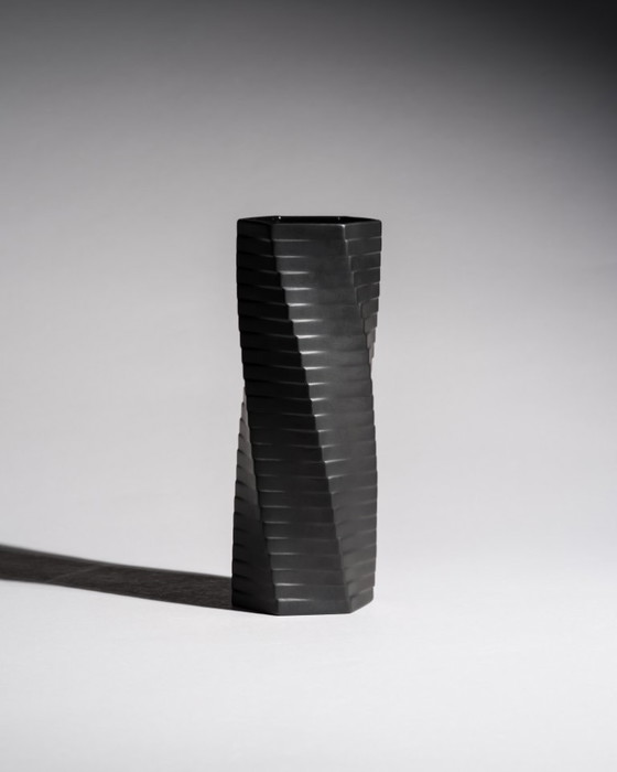 Image 1 of ROSENTHAL Studio-Line WERNER UHL Vase PISA 4× Ensemble Bisque Porcelaine Noire 1985