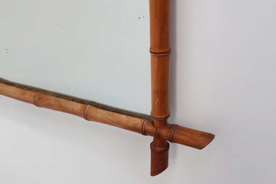 Image 1 of Miroir mural rectangulaire en imitation bambou, XXe siècle, France vers 1960