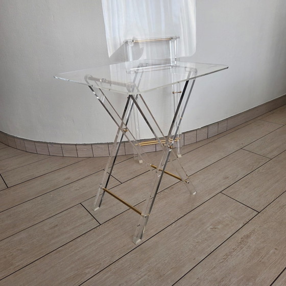 Tavolini vintage in plexiglas, Ottone, Trasparente (foto 11 di 15)