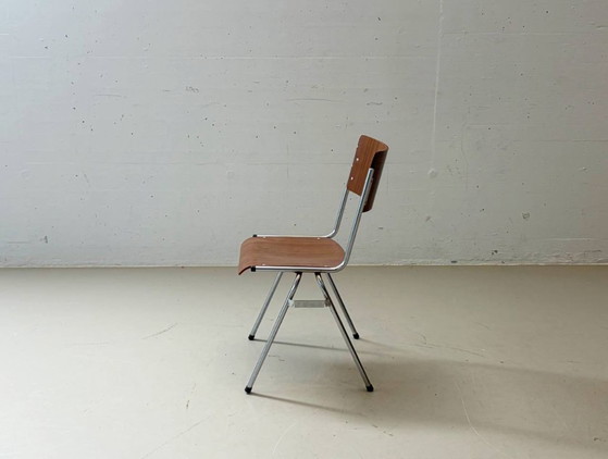 Image 1 of 6 vintage stapelstoelen met chromen frame, jaren 70