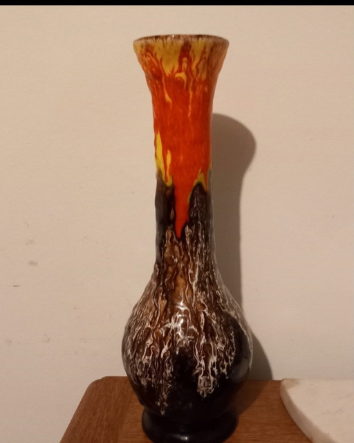 Large Vintage Art Vase "Fat Lava" – Handmade Ceramic – 32 cm – Incised Signature