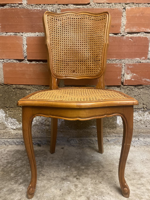 Chaise Régence Ancienne Style LOUIS XV Bois + Cannage Vintage #D397