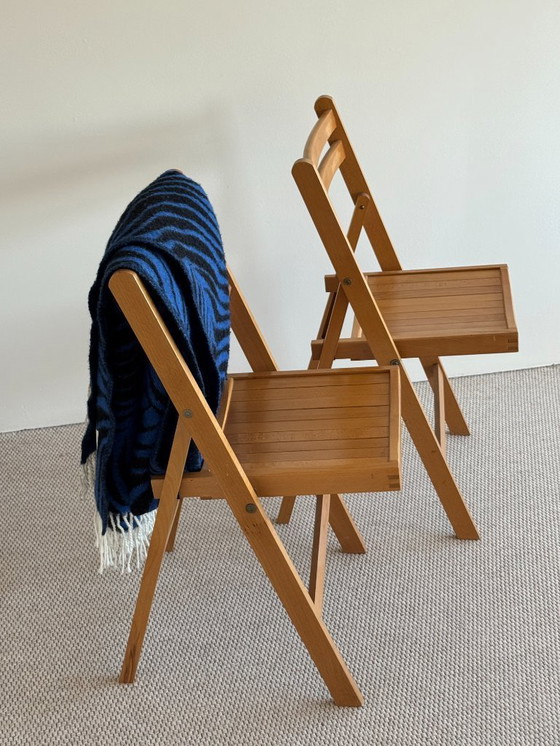 Image 1 of set / 4 vintage IKEA houten klapstoelen